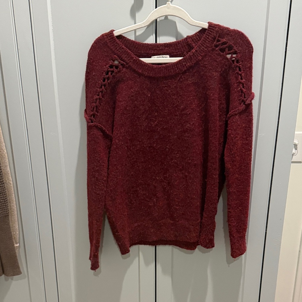 Anthropologie Burgundy Crew Neck Sweater